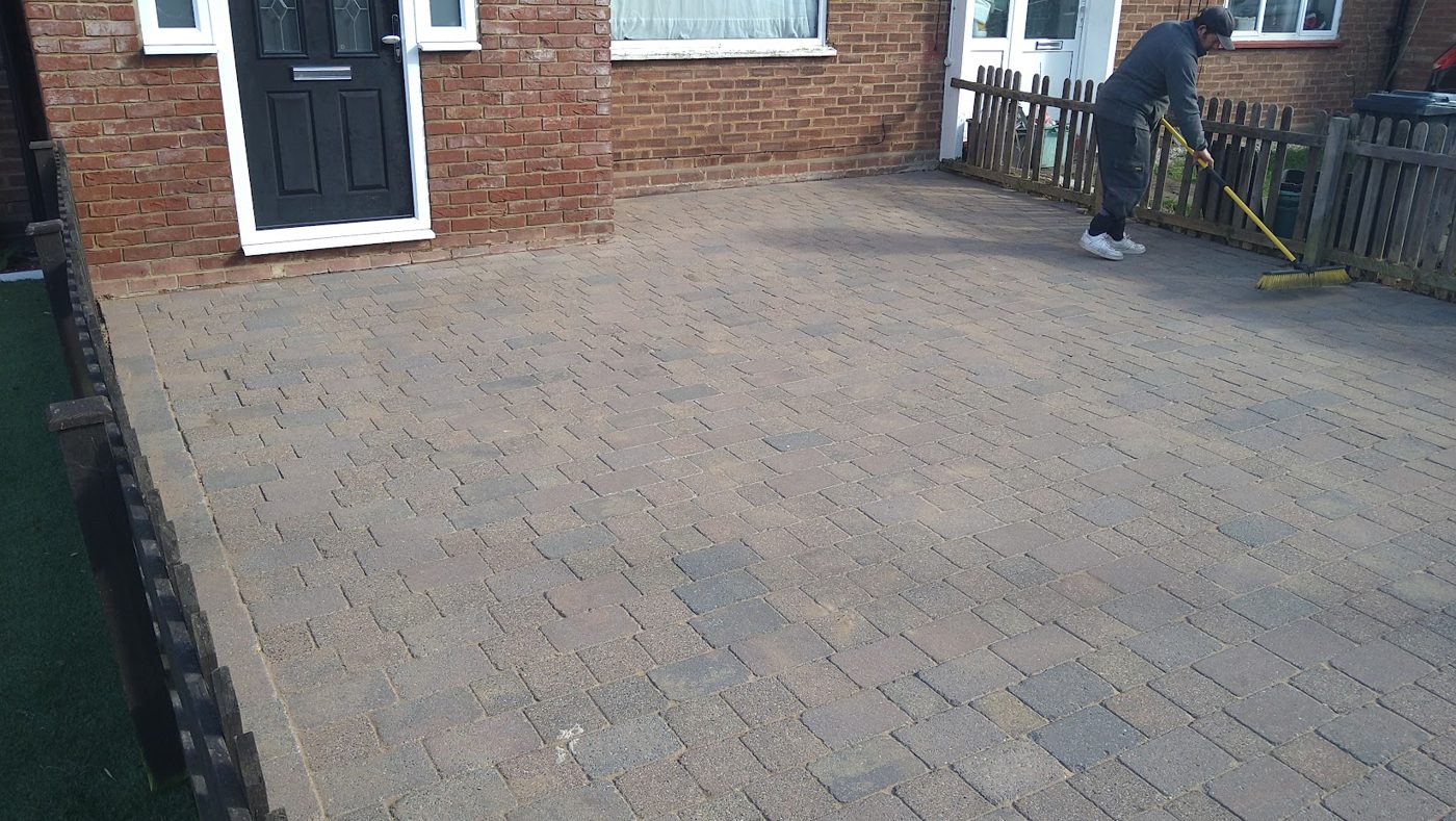Block paving driveway after cleaning